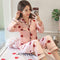 Streaming Popular Casual Pajamas Women Cardigan Sleeve Length Pants Europe Loungewear Sets Sleepwear