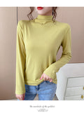 IMG 121 of Black Round-Neck Half-Height Collar Undershirt Women Slim Look Solid Colored Under Long Sleeved Tops Outerwear