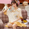 Pyjamas Women Summer Korean Doll Collar Pajamas Adorable Cartoon Mid-Length Loungewear Outdoor Sleepwear