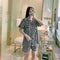 Pajamas Women Summer Short Sleeve Fresh Looking Cardigan Lapel Sets Loungewear Sleepwear