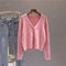 IMG 120 of All-Matching Short Matching Loose Popular Long Sleeved V-Neck Sweater Cardigan Tops Women Outerwear