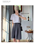 IMG 107 of Women Summer Thin High Waist Slim Look Loose Mid-Length Casual Pants A-Line Wide Leg Drape Suits Shorts