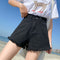 Img 1 - Black Denim Shorts Women Summer High Waist Slim Look Thin A-Line Loose Hot Pants Korean
