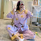 Popular Streaming Pajamas Women Lapel Cotton Long Sleeved Trendy Western Cardigan Loungewear Sets Sleepwear