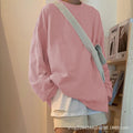 Women Sweatshirt Loose Korean Tops Long Sleeved Solid Colored Trendy Hong Kong Lazy Outerwear