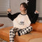 Women Cotton Pajamas Round-Neck Long Sleeved Smooth Trendy Home Loungewear Korean Sleepwear