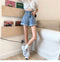 IMG 117 of Denim Pants Shorts Women Summer High Waist Slim Look Wide Leg A-Line Straight Loose insPants Shorts