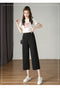 IMG 115 of Cropped Pants Women High Waist Drape Wide Leg Loose Summer Petite Straight Casual Black Pants