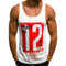 Europe Size Men Trendy Casual Alphabets Printed Tank Top Tank Top