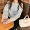 IMG 148 of Korean Student Short Loose All-Matching Long Sleeved Sweatshirt Women Alphabets Trendy Tops Outerwear