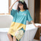 Short Sleeve Pyjamas Cotton Women Thin Mid-Length Dress Pajamas Cartoon Loose Casual Loungewear Sleepwear