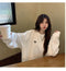 IMG 108 of Blue oversizeSweatshirt Women Loose bfLazy insLong Sleeved Tops Thin Outerwear