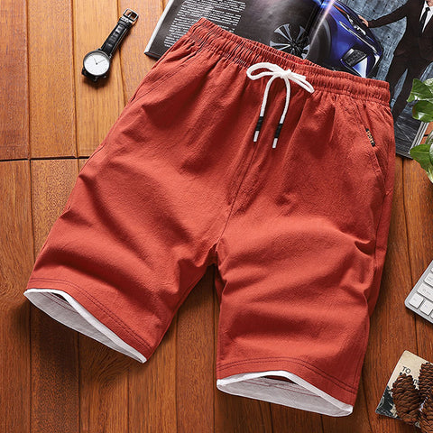 Img 5 - Shorts Men Summer Cotton Bermuda Loose Casual Trendy Solid Colored Straight Jeans Korean Beach Pants Bermuda Shorts