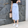 Img 20 - Summer Korean College Spliced Chequered Flare Women Mid-Length A-Line Skirt