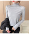 IMG 153 of Black Round-Neck Half-Height Collar Undershirt Women Slim Look Solid Colored Under Long Sleeved Tops Outerwear