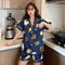 Summer Silk Pajamas Women Sweet Look Adorable Cartoon Lapel Cardigan Short Sleeve Shorts Popular Loungewear Sets Sleepwear