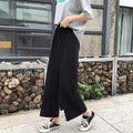 Img 4 - Wide Leg Women Student Korean Ankle-Length Loose Straight High Waist Drape Black Slim-Look Street Style Pants