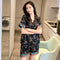 Img 4 - Pajamas Women Summer Silk Thin Short Sleeve Gold Printed Adorable Loungewear Sets