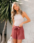 IMG 118 of Europe Women Loose Shorts Lace High Waist Solid Colored City Casual Slim Look Folded Pants Shorts