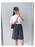 IMG 116 of Women Summer Thin High Waist Slim Look Loose Mid-Length Casual Pants A-Line Wide Leg Drape Suits Shorts