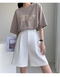 IMG 127 of Suits Shorts Women Summer Thin Casual High Waist Loose Slim Look Wide Leg Pants Plus Size Shorts