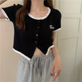 IMG 103 of Silk Sweater Women Thin Summer Slim Look Short Sleeve T-Shirt Matching Cardigan Tops Outerwear
