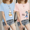 Img 2 - Women Summer Short Sleeve T-Shirt Korean Cartoon Round-Neck Printed Undershirt Tops