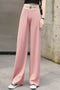 Ice Silk Wide Leg Pants Women Summer Korean Drape Loose High Waist Elastic Thin Straight Jeans Long Casual Pants