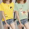 Img 3 - Women Summer Short Sleeve T-Shirt Korean Cartoon Round-Neck Printed Undershirt Tops