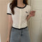 IMG 112 of Silk Sweater Women Thin Summer Slim Look Short Sleeve T-Shirt Matching Cardigan Tops Outerwear