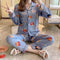 Streaming Popular Casual Pajamas Women Cardigan Sleeve Length Pants Europe Loungewear Sets Sleepwear