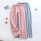 Img 1 - Couple Chequered Pajamas Pants Japanese Summer Thin Women Cotton Plus Size Loose Home