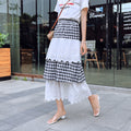 Img 8 - Summer Korean College Spliced Chequered Flare Women Mid-Length A-Line Skirt