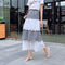 Img 8 - Summer Korean College Spliced Chequered Flare Women Mid-Length A-Line Skirt