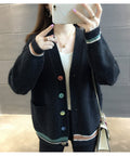 IMG 114 of Women Trendy Matching Knitted Cardigan Short Korean Loose Sweater Long Sleeved Outerwear