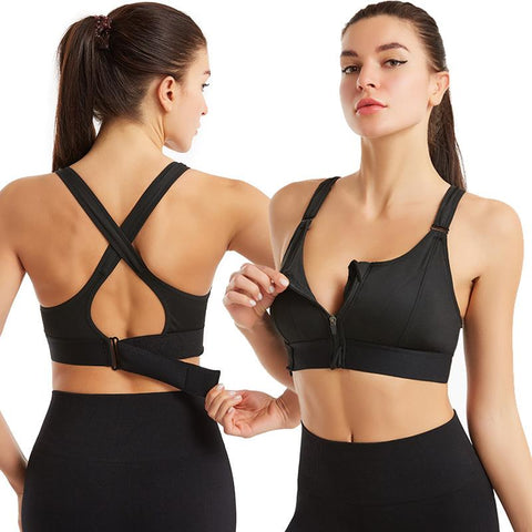 Adjustable Zipper Sporty Innerwear Shockproof No Metal Wire Tank Top Yoga Cross Bare Back Women Activewear