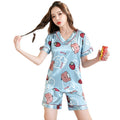 Img 5 - Pajamas Women Summer Adorable Japanese Short Sleeve V-Neck Replica Ice Silk Thin