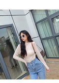 IMG 158 of Korean Office Slim Look Solid Colored Under Stand Collar Sweater Women Outerwear