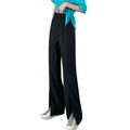 Img 5 - Suits Women Pants High Waist Drape Loose Straight Splitted Summer Casual Floor Length Suit Wide Leg Long