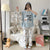 Pajamas Three-Piece Women Summer Sets Loose Short Sleeve Shorts Long Pants Plus Size Cartoon Korean Loungewear Sleepwear