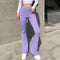 Img 2 - Women Europe Solid Colored Fitted High Waist Flare Leg Sporty Casual Long Pants