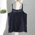 Img 12 - Cotton Art Vintage Thin Embroidered Flower Blend Strap Women Loose All-Matching Tank Top Summer Camisole