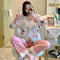 IMG 143 of Popular Streaming Pajamas Women Lapel Cotton Long Sleeved Trendy Western Cardigan Loungewear Sets Sleepwear