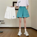 IMG 103 of Cotton Summer Korean Loose Lazy Wide Leg Pants Casual Elastic Waist Shorts Women Shorts