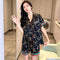 Pajamas Women Summer Silk Thin Short Sleeve Gold Printed Adorable Loungewear Sets Sleepwear