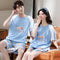 IMG 133 of Couple Cotton Pajamas Men Summer Short Sleeve Shorts Sporty Casual Loungewear Sets Women Outdoor Sleepwear