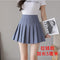 Elastic Waist Pleated Women White Skirt High A-Line Slim Look Korean Chequered Shorts