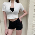 IMG 106 of Black Pants Summer Korean High Waist Denim Pants Women Slim Look Tall Look Fitted Straight Shorts