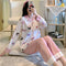 IMG 153 of Popular Streaming Pajamas Women Lapel Cotton Long Sleeved Trendy Western Cardigan Loungewear Sets Sleepwear