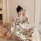 Korean Sweet Look Casual V-Neck Replica Long Sleeved Pajamas Women Sets Loungewear Sleepwear